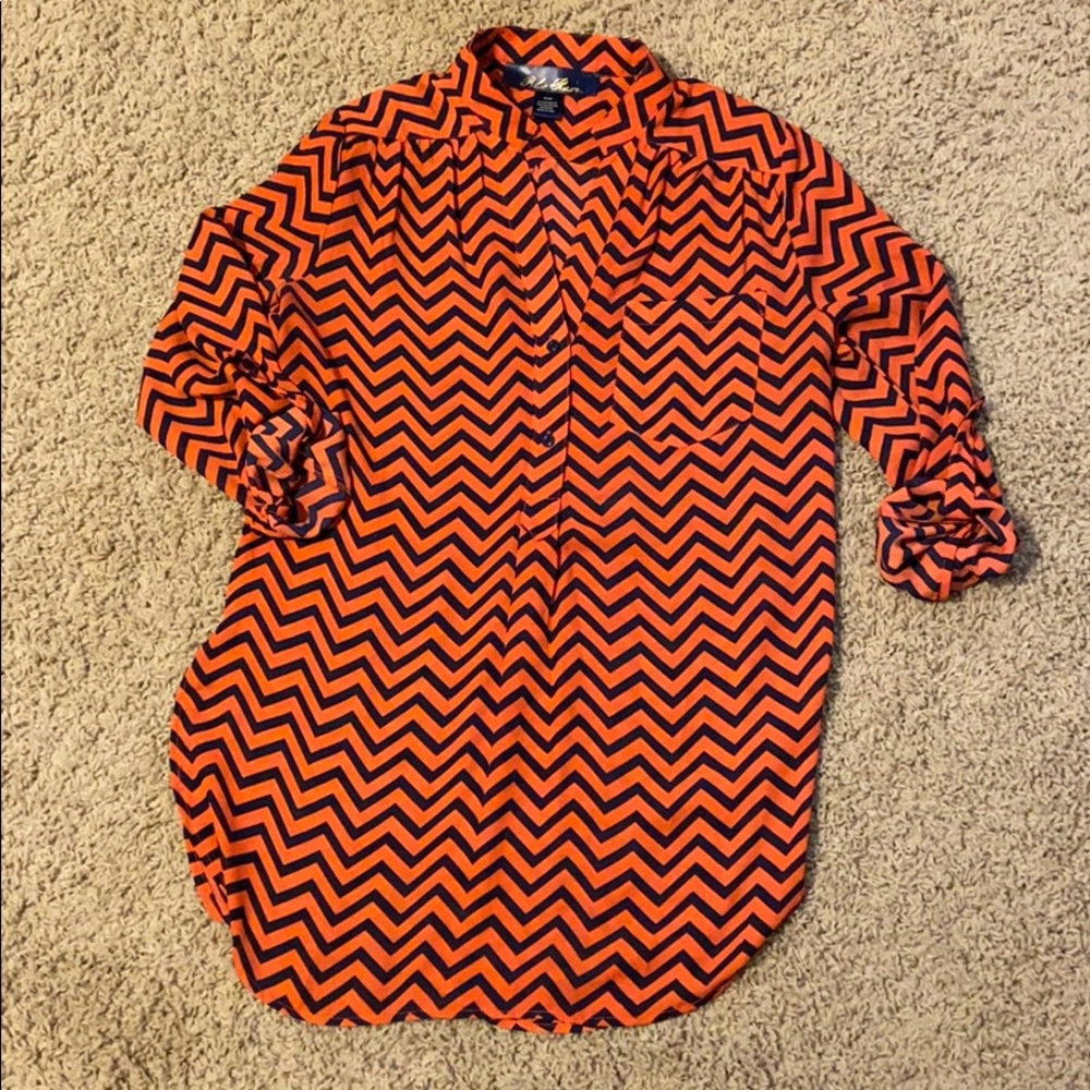 Orange and Navy blouse